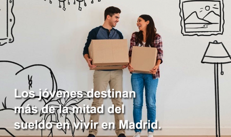 Los jóvenes destinan más de la mitad del sueldo en vivir en Madrid.